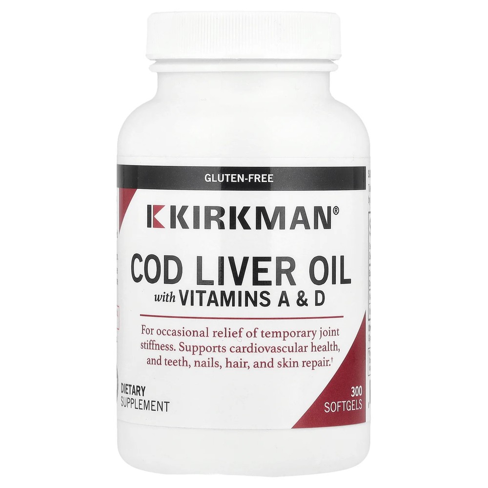 2 X Kirkman Labs, Cod Liver Oil with Vitamins A & D, 300 Softgels
