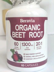 Beravia Organic Beet Root Capsules 1300mg 60 Capsules Exp 02/28 SEALED from USA