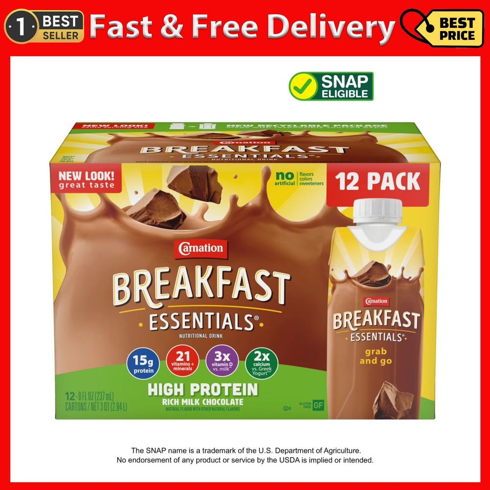 Carnation Breakfast Essentials High Protein Nutritional Drink Shakes, Rich Milk