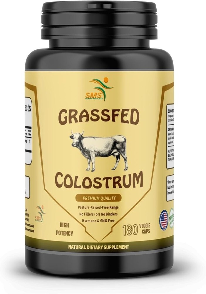 Desiccated Beef Colostrum, 100% Organic GrassFed Undefatted 180 Capsules