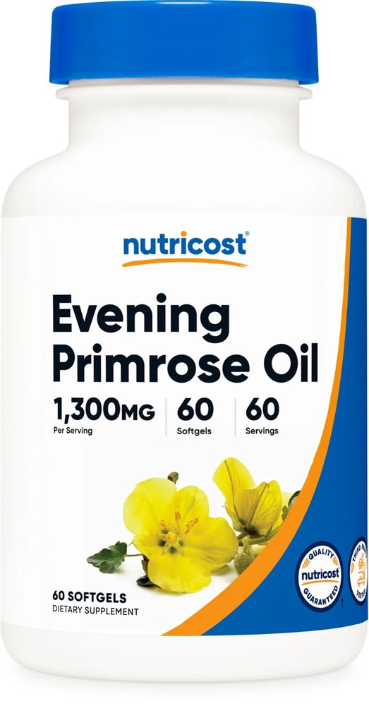 Nutricost Evening Primrose Oil 60softgels 1300mg 60caps 60srvngs – EXP 09/2027