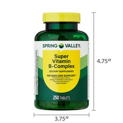 Spring Valley Super B-Complex 250 Tablets – Dietary Supplement, Free Shipping