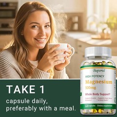 High Potency Magnesium 240pcs,Promotes Cell Growth,Supports Bone & Muscle Health
