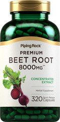 Beet Root Powder Capsules | 8000mg | 320 Count | Herbal Extract | by Piping Rock