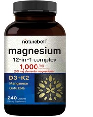 NatureBell 12-in-1 Magnesium Complex 1000mg, 4-Months 240 Count (Pack of 1)