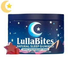 2 PACKS–NEW LullaBites Natural Sleep Gummies Strawberry Stars Flavor 60 Gummies