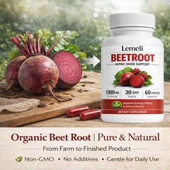 Lemeli Beetroot 1300mg Capsules Beet Root 60 Capsules Blood Extract Pressure