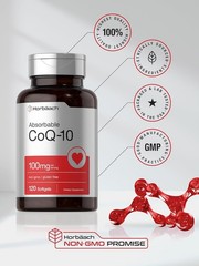 CoQ10 100mg Softgels | 120 Count | Non-GMO and Gluten Free | By Horbaach