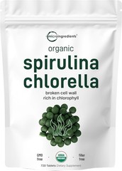 Organic Spirulina Chlorella Tablets, 3,000mg Per Serving, 720 Tablets 4 Supp…