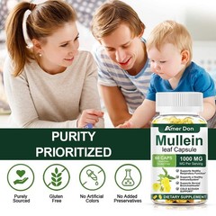 Mullein Leaf Capsules For Lung Cleansing & Detox Herbal Dietary Supplement