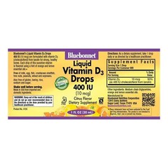 Bluebonnet Liquid Vitamin D3 Drops 10 Mcg 400 IU Citrus 1 fl oz