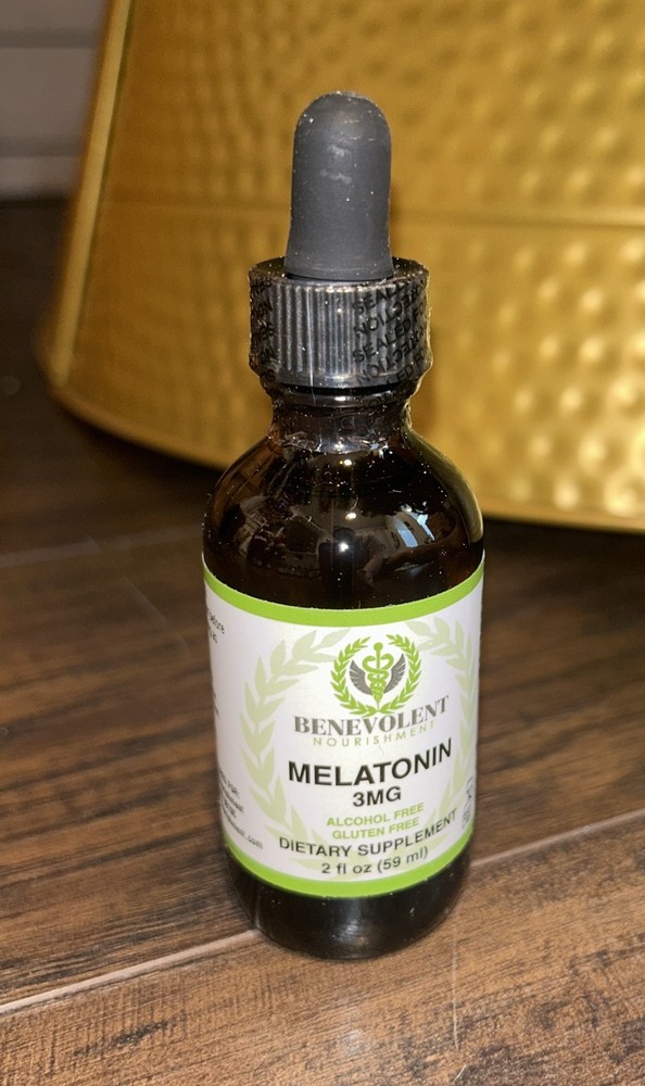 Benevolent Natural Melatonin Liquid 3mg Nighttime Sleeping Aid for Adults NO BOX