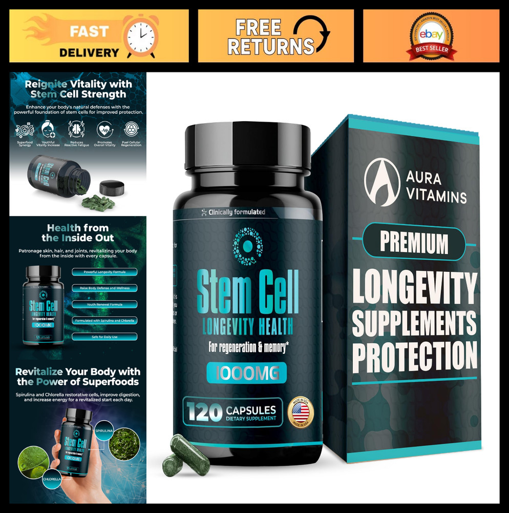 Premium Stem Cell Supplements 1000mg – Boost Immunity, Joint Support & Anti-Agin