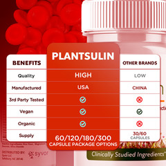 (3 Pack) Plantsulin Supports Healthy Cardiovascular Function Pill (180 Capsules)