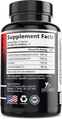 Nitric Oxide Booster 3000mg L-Arginine 3X Extra Strength Capsules