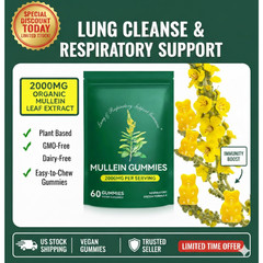 60 Count Mullein Gummies for Lung Cleanse, 2000mg Organic Mullein Leaf Extract f