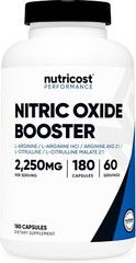 Nutricost Nitric Oxide Booster 2250mg/Serving, NON GMO, Gluten Free 180 Capsules