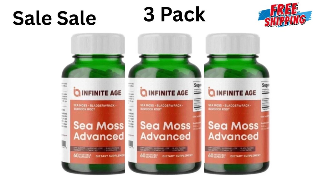 3 package INFINITE AGE Sea Moss Advanced 1250mg Superfood, High-Potency 60 Ca…