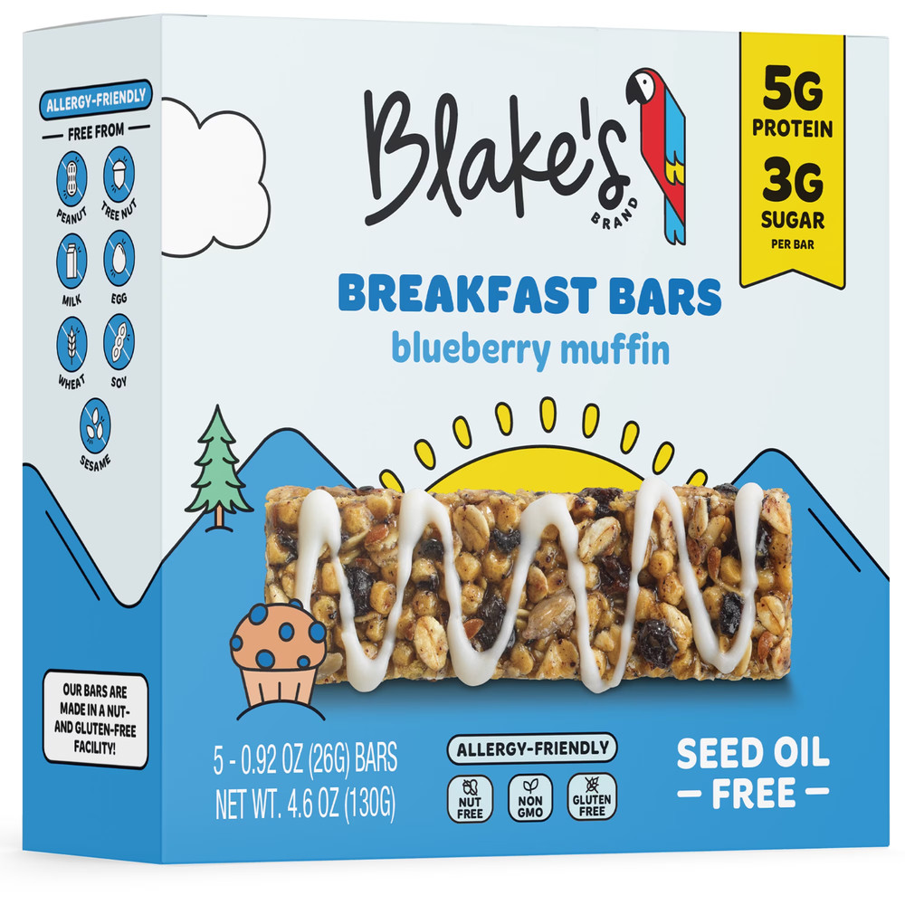 Blake’s Blueberry Muffin Breakfast Bars + Protein, 4.6oz, 5 Count