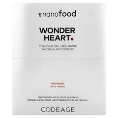 2 X Codeage, Nanofood, Wonder Heart, Raspberry, 30 Pouches, 0.3 fl oz (10 ml) E