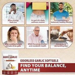 Aged Garlic Extract 360 Softgels, Odorless 2-Year Aged Garlic with Magnesium