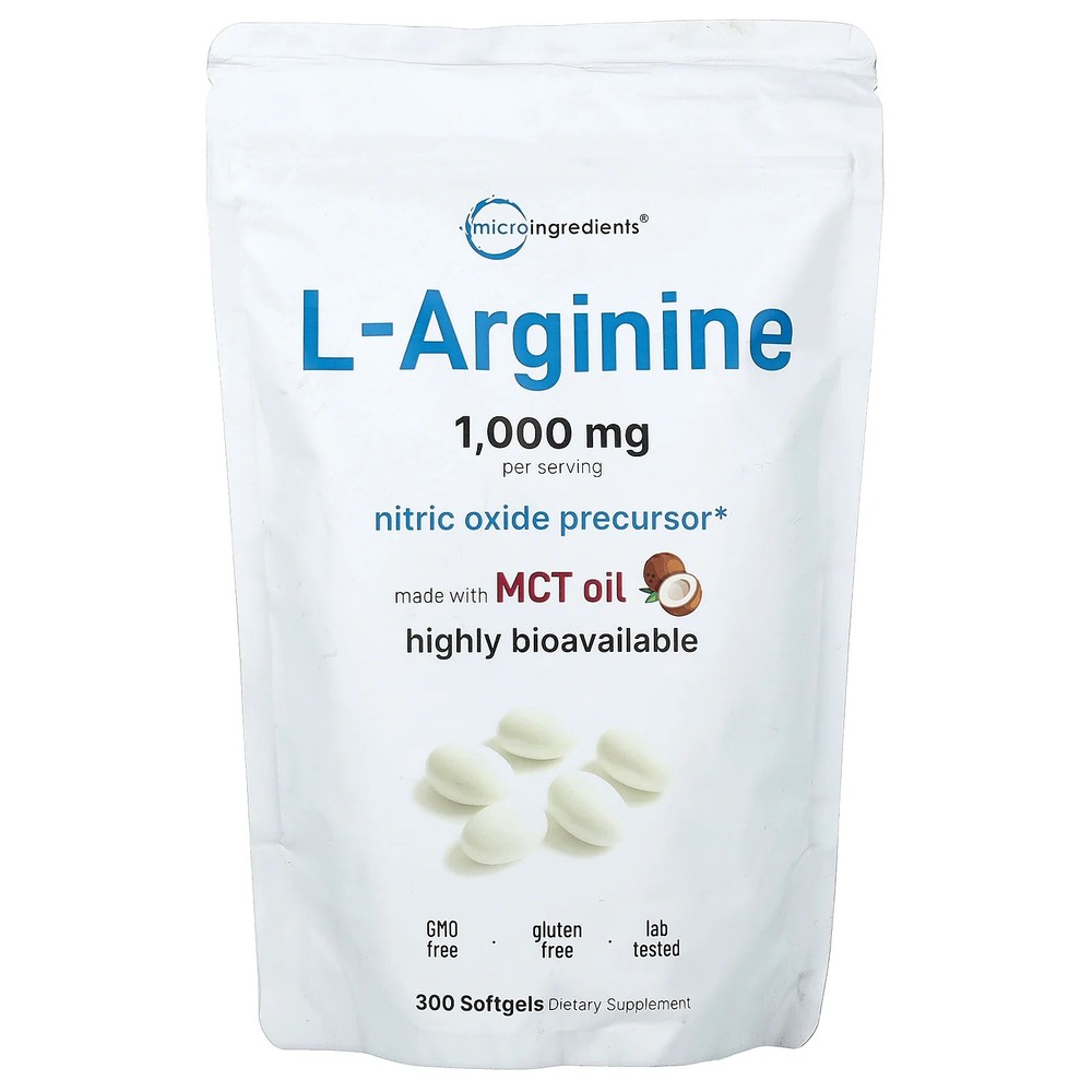 2 X Micro Ingredients, L-Arginine, 300 Softgels (250 mg per Softgel)