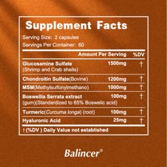 Joint Support Supplement – Glucosamine Chondroitin MSM Turmeric-120 capsules