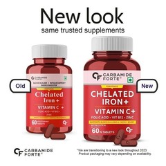 Carbamide Forte Chelated Iron + Vitamin C B12 Folic Acid & Zinc – 60 Veg Tablets