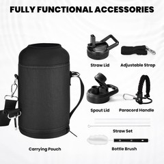 RAYMYLO Insulated Water Bottle 64 oz, Triple Wall 64 Ounces, Magic Black