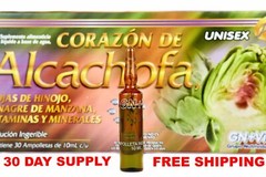 30 AMPOLLETAS de Alcachofa GN+Vida Artichoke Liquid Supplement 30 DAY FREE SHIP