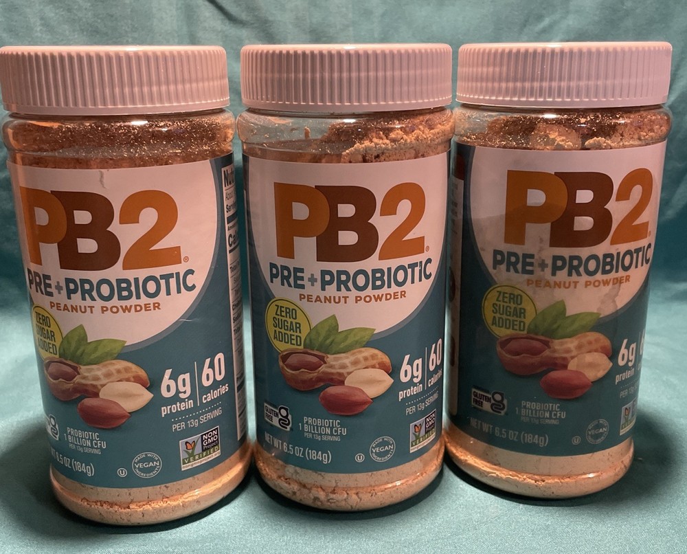PB2 Pre+Probiotic Peanut Powder. Zero Added Sugar (3)-6.5oz Jars