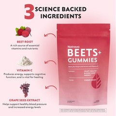 Natrava Beets+ Gummies Premium Beet Root Powder, Grape Seed Extract and Vita…