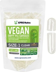 Size 1 Clear Empty Vegan Capsules Vegetarian Veggie Kosher Veg Caps DIY Pills