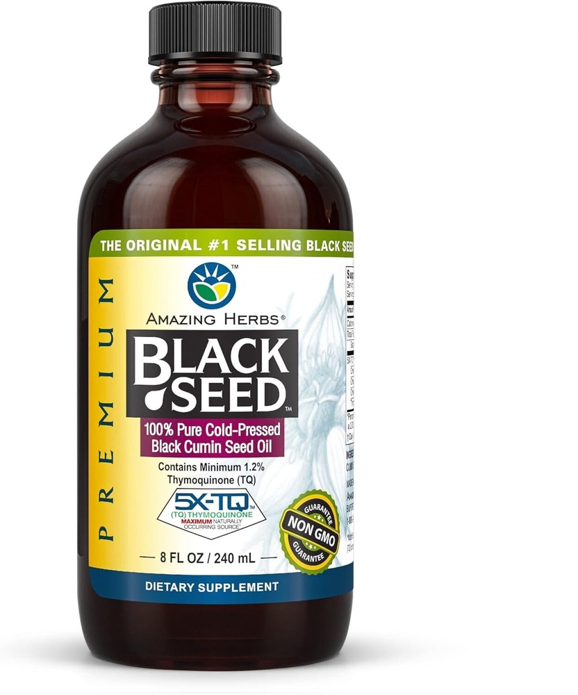 Amazing Herbs Black Seed Pure Cold Pressed Oil 8 fl oz