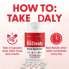 (1 Pack) BioSteady Advanced Blood Max Support Supplement Bio Steady 60 Capsules