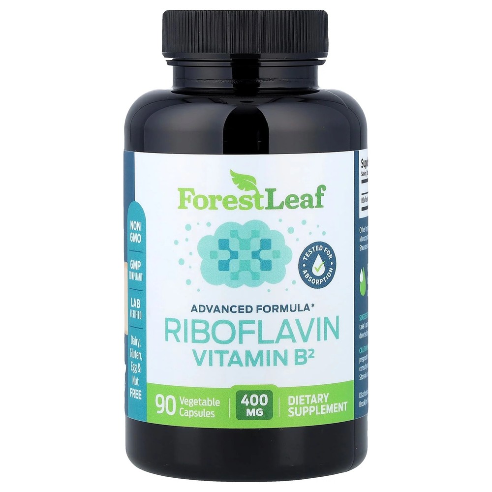 2 X Forest Leaf, Riboflavin Vitamin B2, 400 mg, 90 Vegetable Capsules