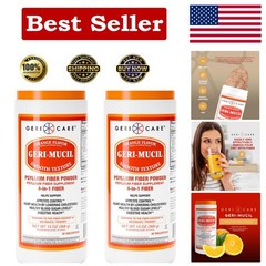 Geri-Mucil Psyllium Husk Powder – 4-in-1 Orange Fiber Supplement, 13oz (2 Pack)