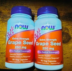 NOW FOODS Grape Seed Extra Strength 250 mg 90 Veg Capsules 2 pack 08/26