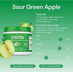 Create Creatine Monohydrate Gummies Sour Green Apple 45 Gummies