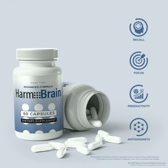 HarmoBrain Capsules – Harmo Brain Supplement for Memory, Focus & Energy – 2 Pack