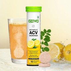 OZiva ACV Moringa Control Cravings – Lemon Masala, Pack of 4 (60 tablets)
