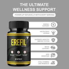 (3 Pack) Erefil Premium Performance Capsules, Erefill Supplement (180 Capsules)