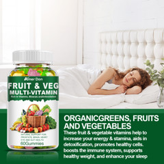 Fruits & Veggies Supplement Gummies Boost Metabolism,Energy Support 60Pcs