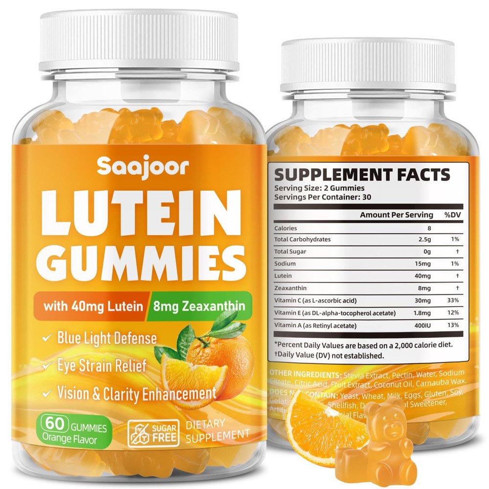 Lutein & Zeaxanthin Gummies Eye Vitamin Supplement with 40mg Lutein & 8mg Ze…
