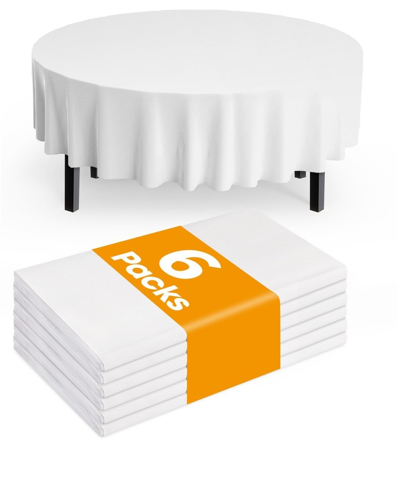Pureegg Plastic Table Cloth Disposable 6 Pack, 84” Round Table Cloths, Party…