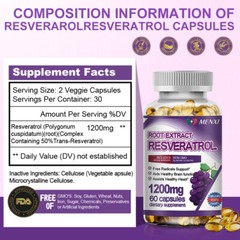 Resveratrol Maximum Strength Natural (2×60 CAPSULES) Anti – Aging Antioxidant US