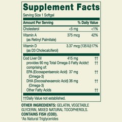 Spring Valley Cod Liver Oil Vitamins A & D3 Supplement 100 Count