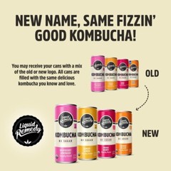 8.5 Fl Oz Can, 24PK Liquid Remedy Kombucha Sugar Free Organic Drink.