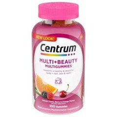 Centrum MULTI+BEAUTY Multi Gummies, Natural Cherry, Berry & Orange, 100 Ct