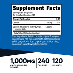 2 PACK – Nutricost HMB (Beta-Hydroxy Beta-Methylbutyric) 1000mg, 240 Caps Each